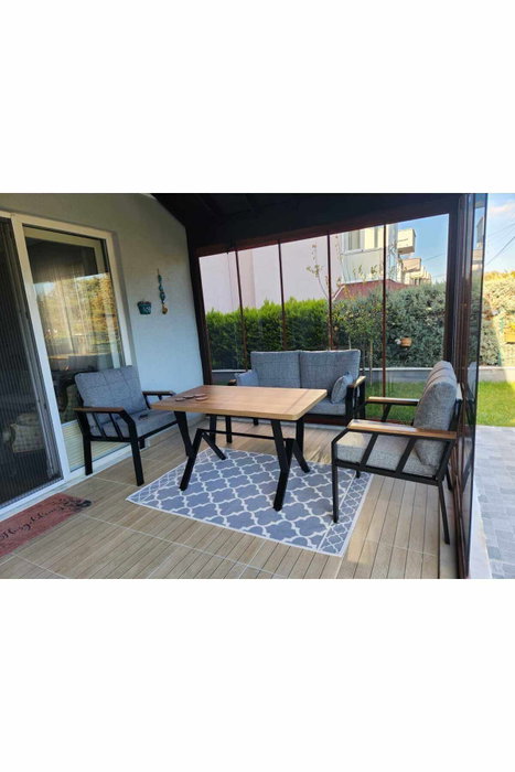 Hanah Home Conjunto de Jardín Nergiz 2+1+1 Gris Hanah Home Conjunto de Jardín Nergiz 2+1+1 Gris